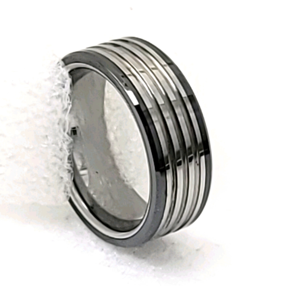 Titanium Grooved Tungsten Ring